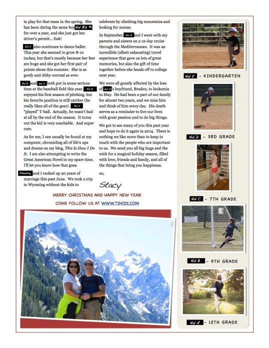 2013 Christmas Letter 2